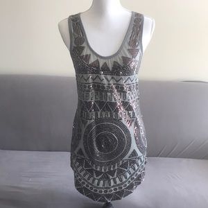 Aztec Patterned Sequin Tank Minidress